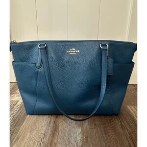 Coach Mini City Zip Tote in dark teal leather handbag